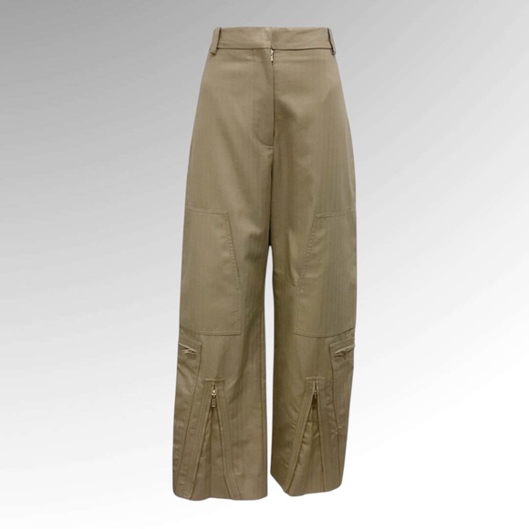 Stella McCartney Khaki Wide-Leg Pants - Picture 1 of 14